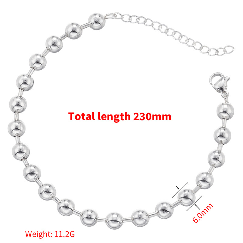 VL371 White Gold 6mm round beads bamboo bracelet