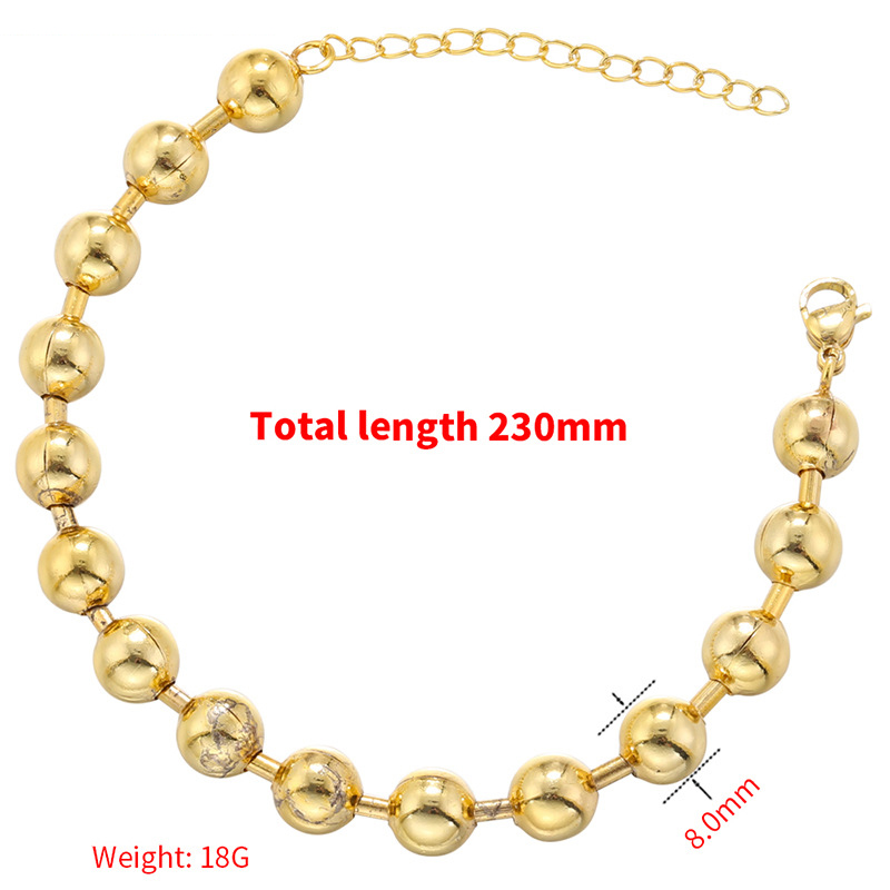 VL372 gold 8mm round bead bamboo bracelet