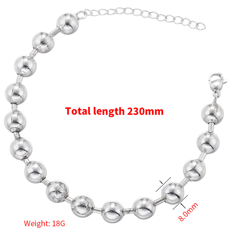 VL372 White Gold 8mm round beads bamboo bracelet