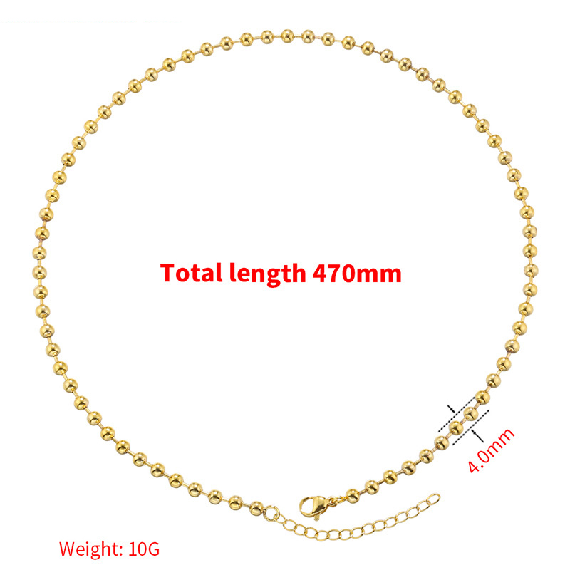 VL373 gold 4mm round bead bamboo necklace