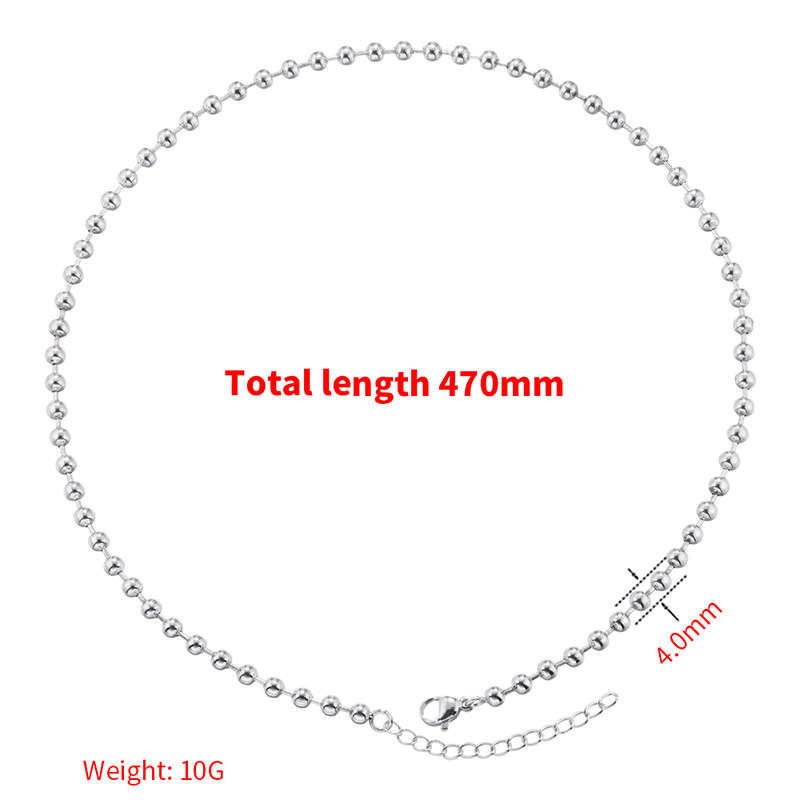 VL373 White Gold 4mm round bead bamboo necklace