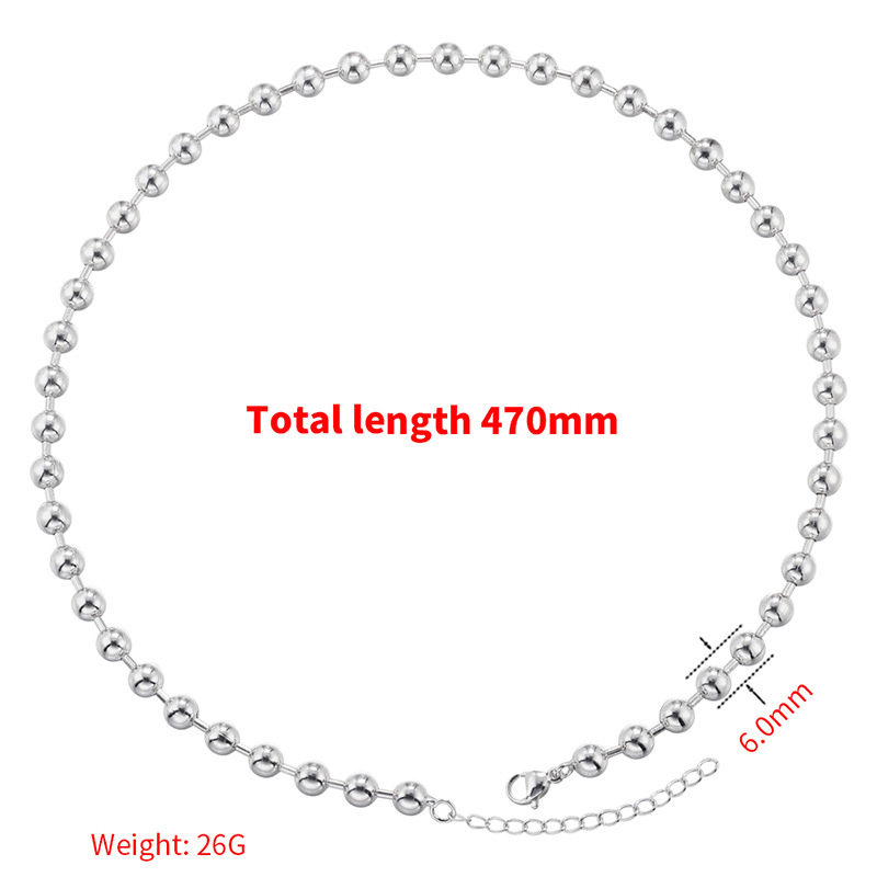 VL374 White Gold 6mm round bead bamboo necklace