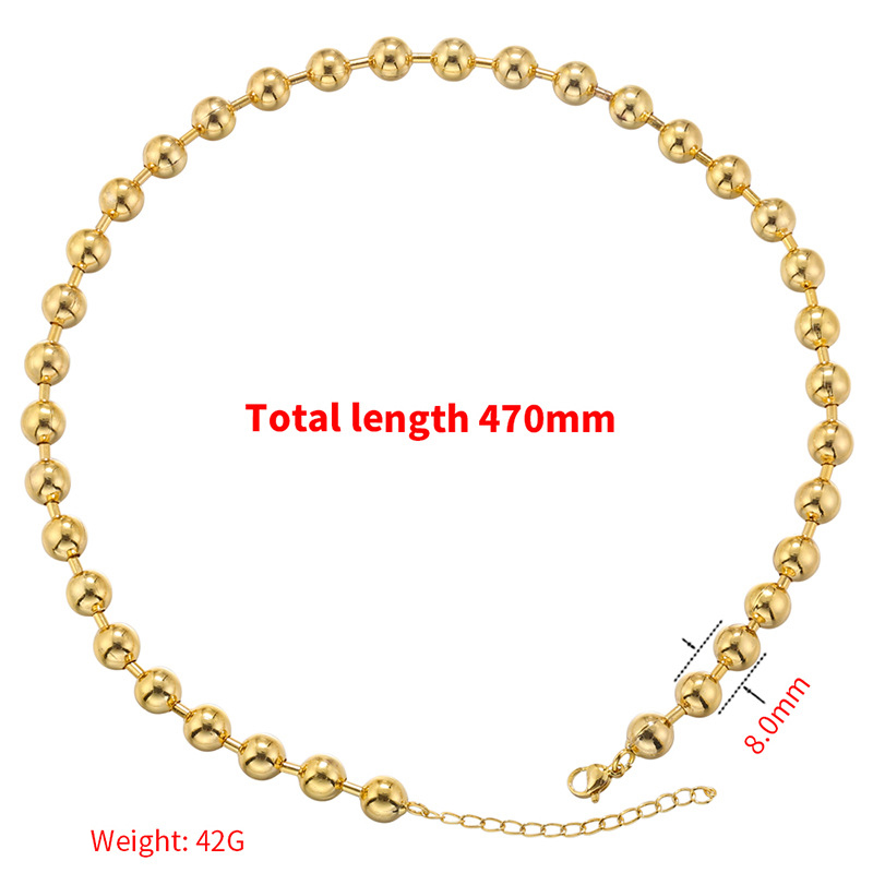 VL375 gold 8mm round bead bamboo necklace