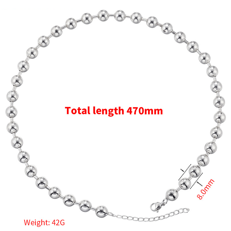 VL375 White Gold 8mm round bead bamboo necklace