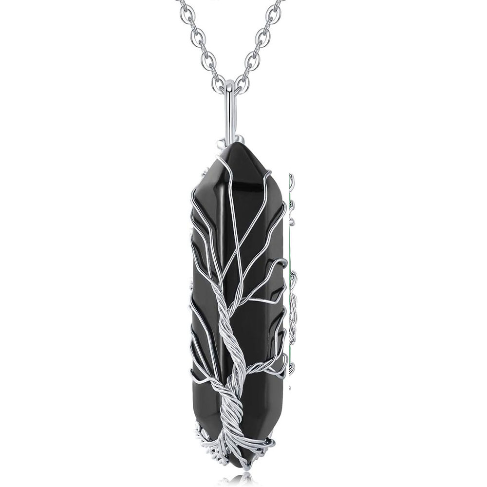 silver black agate chain