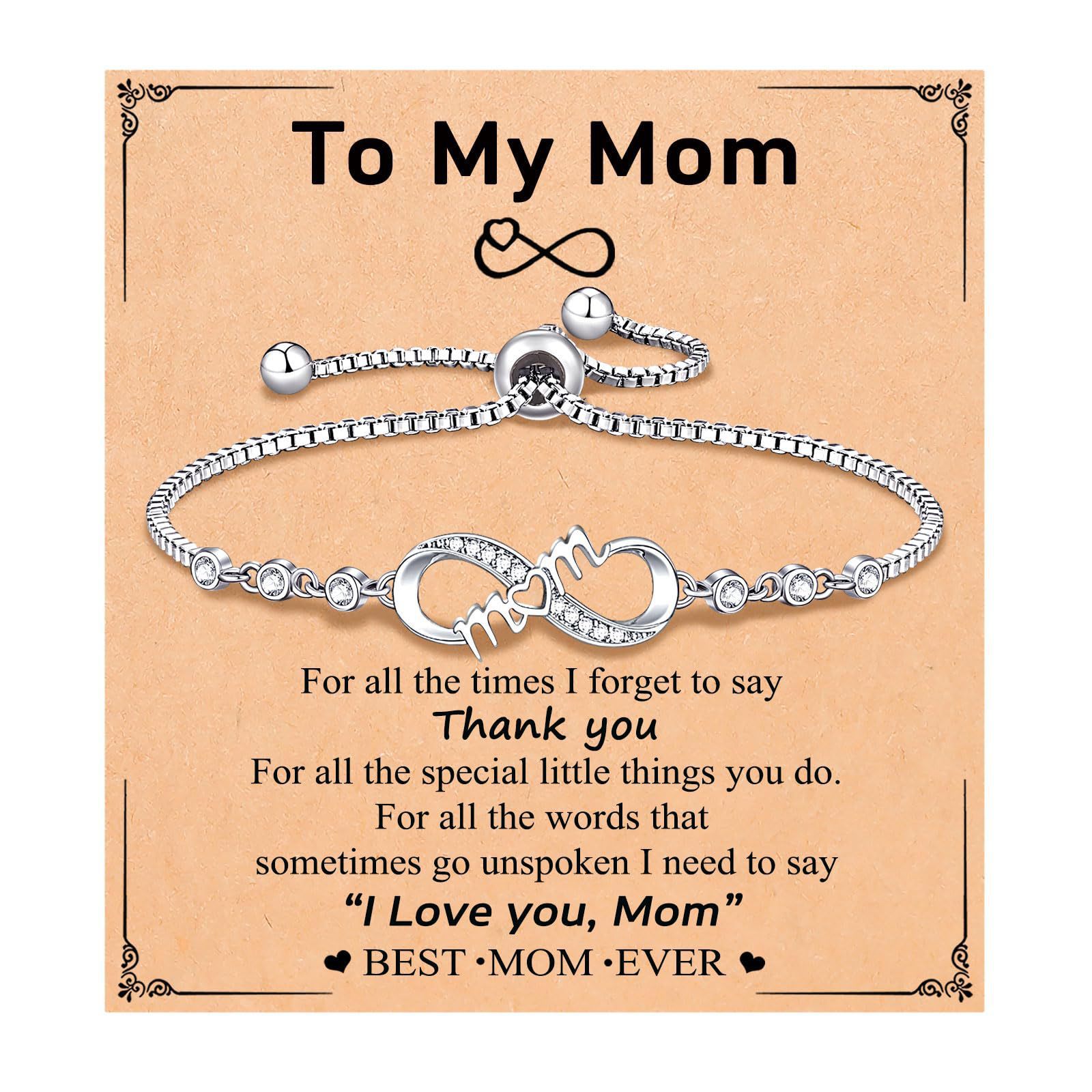 To My Mom Card Infinity Symbol Bracelet