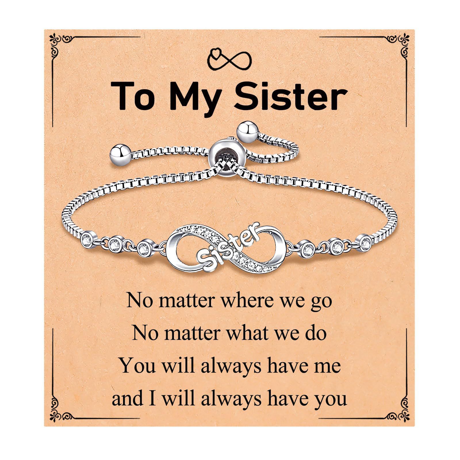 To My Sister Card Infinity Symbol Bracelet