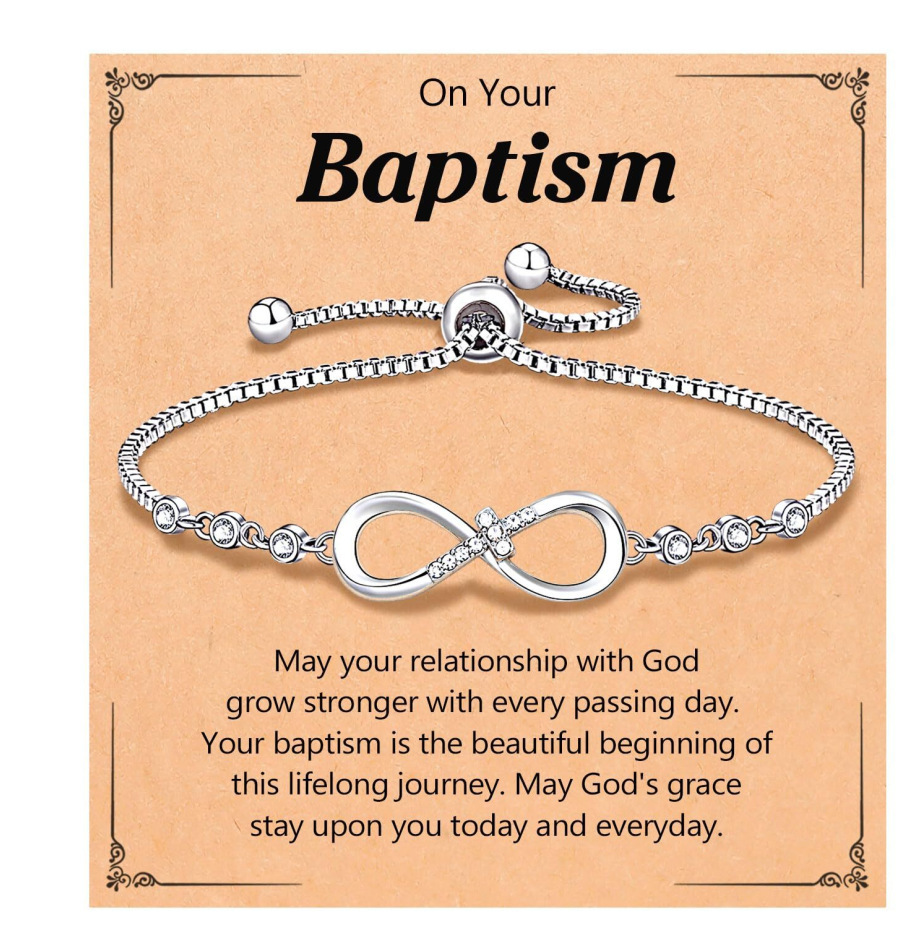 Baptism infinite cross symbol bracelet