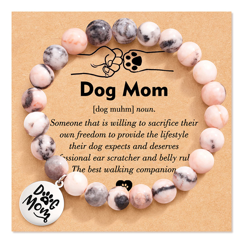 Pink zebra Dog Mom pendant   fist card