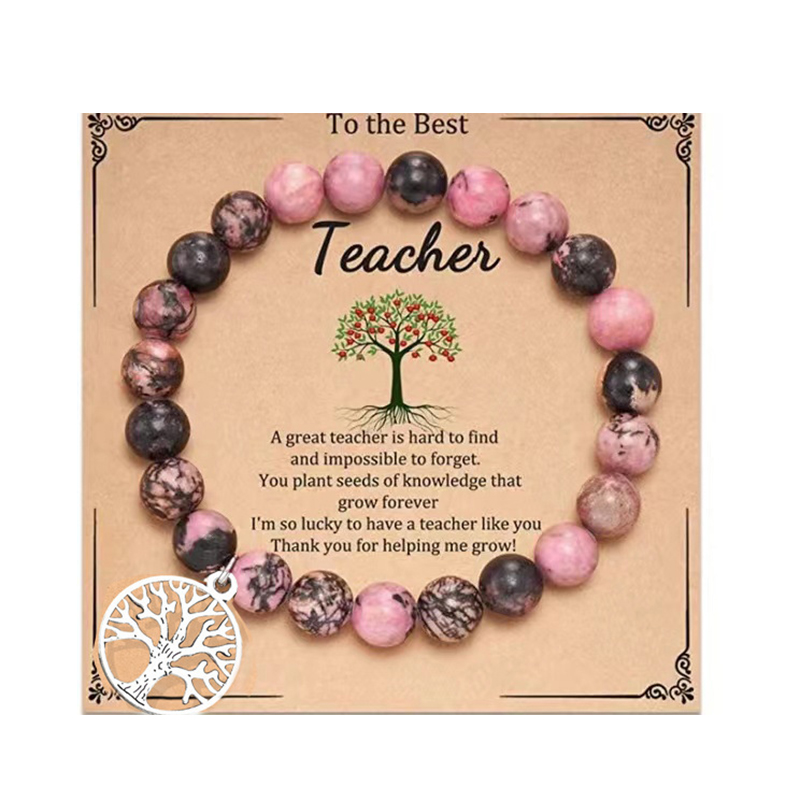 Black line red stone tree of life teacher card