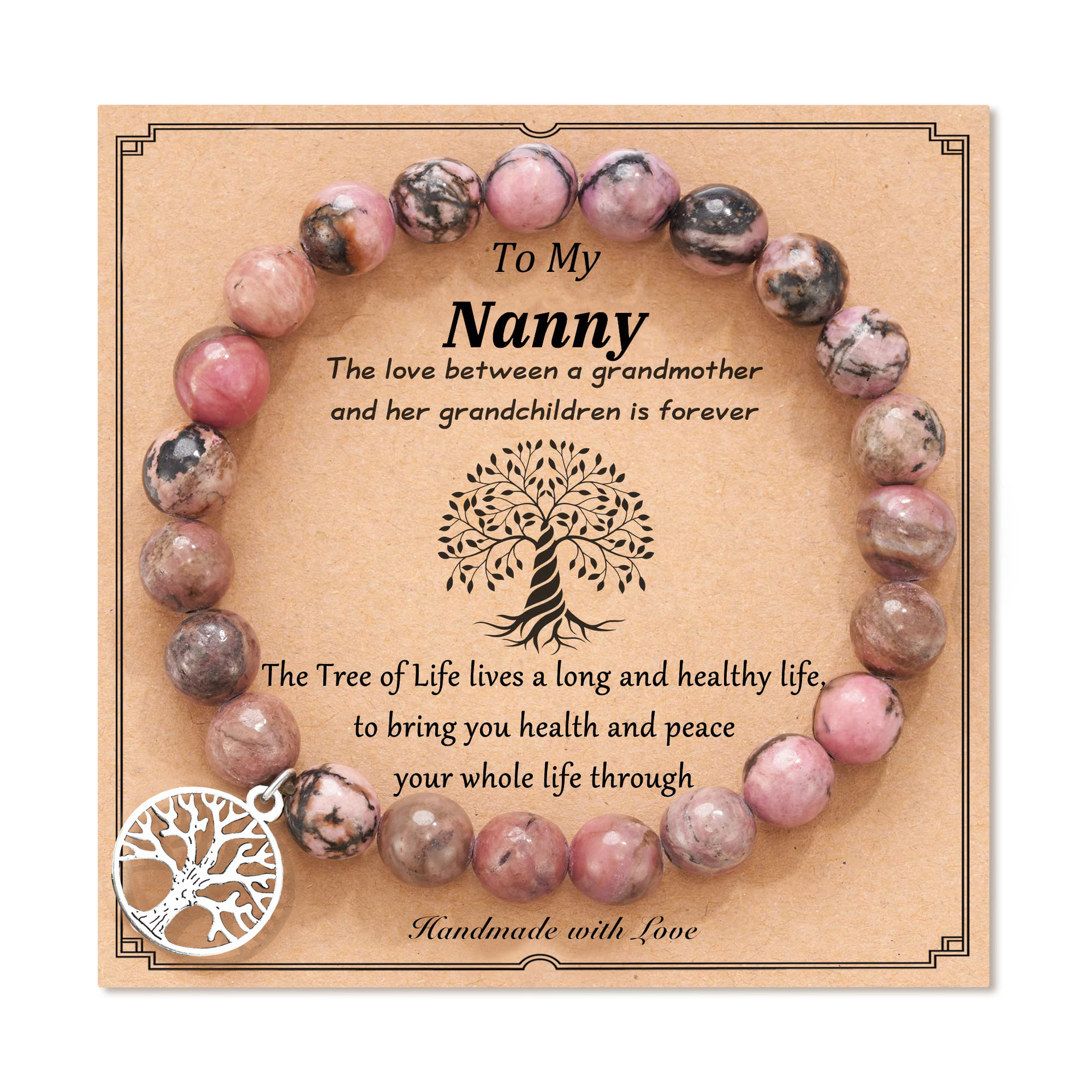 Black line red stone tree of life nanny card