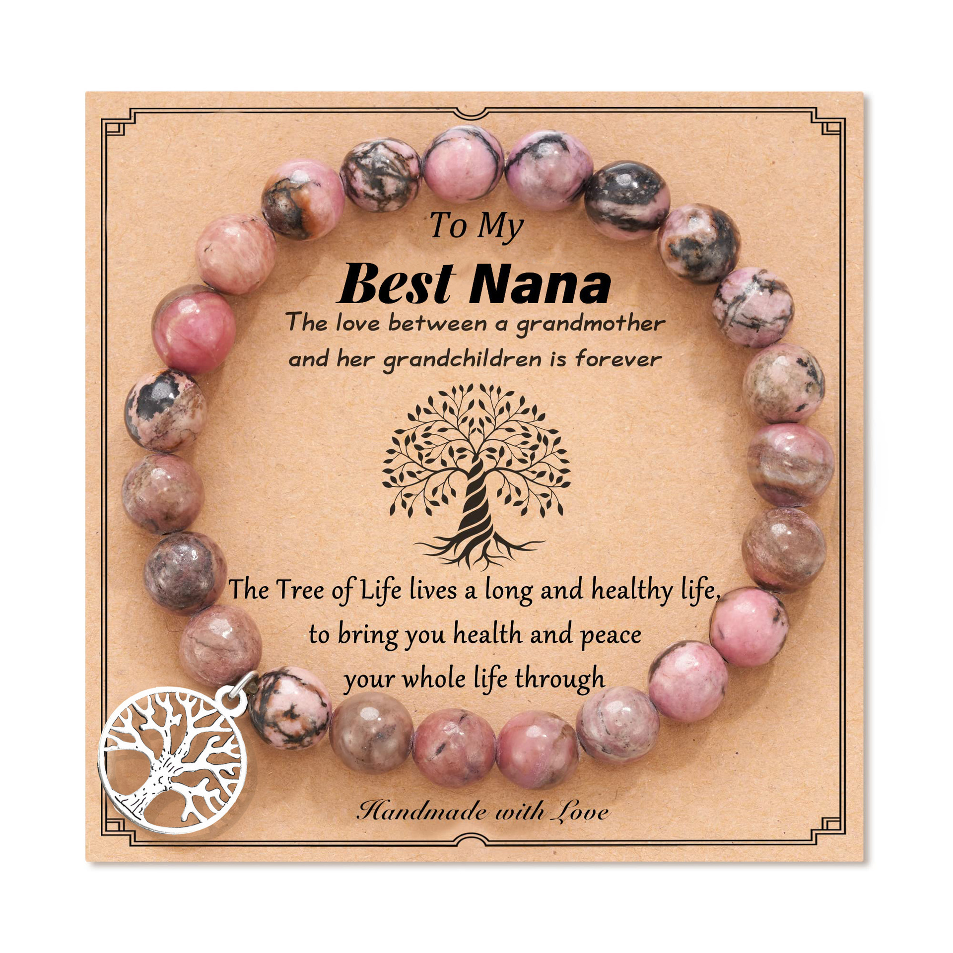 Black line red stone tree of life best nana card