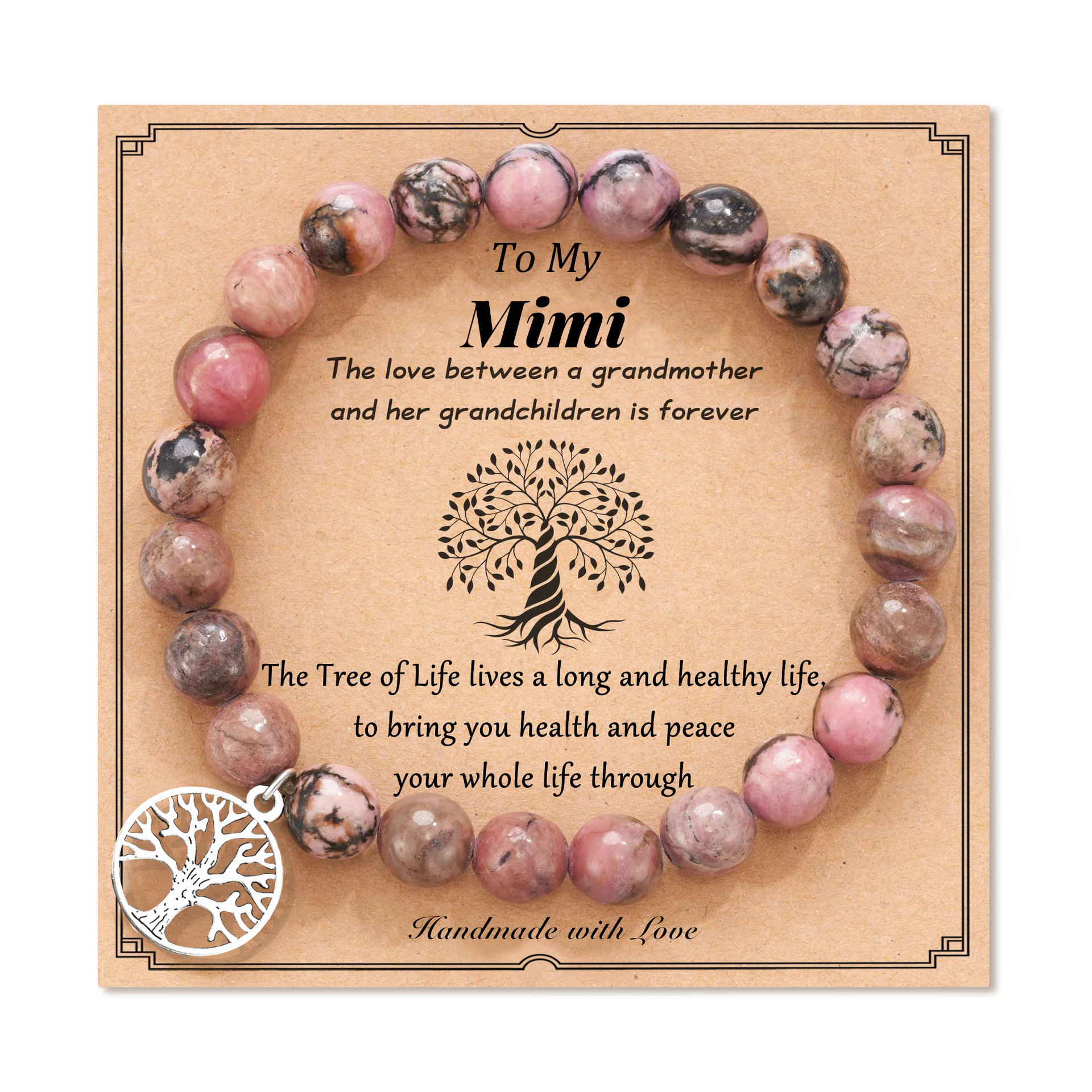 Black line red stone tree of life mimi card