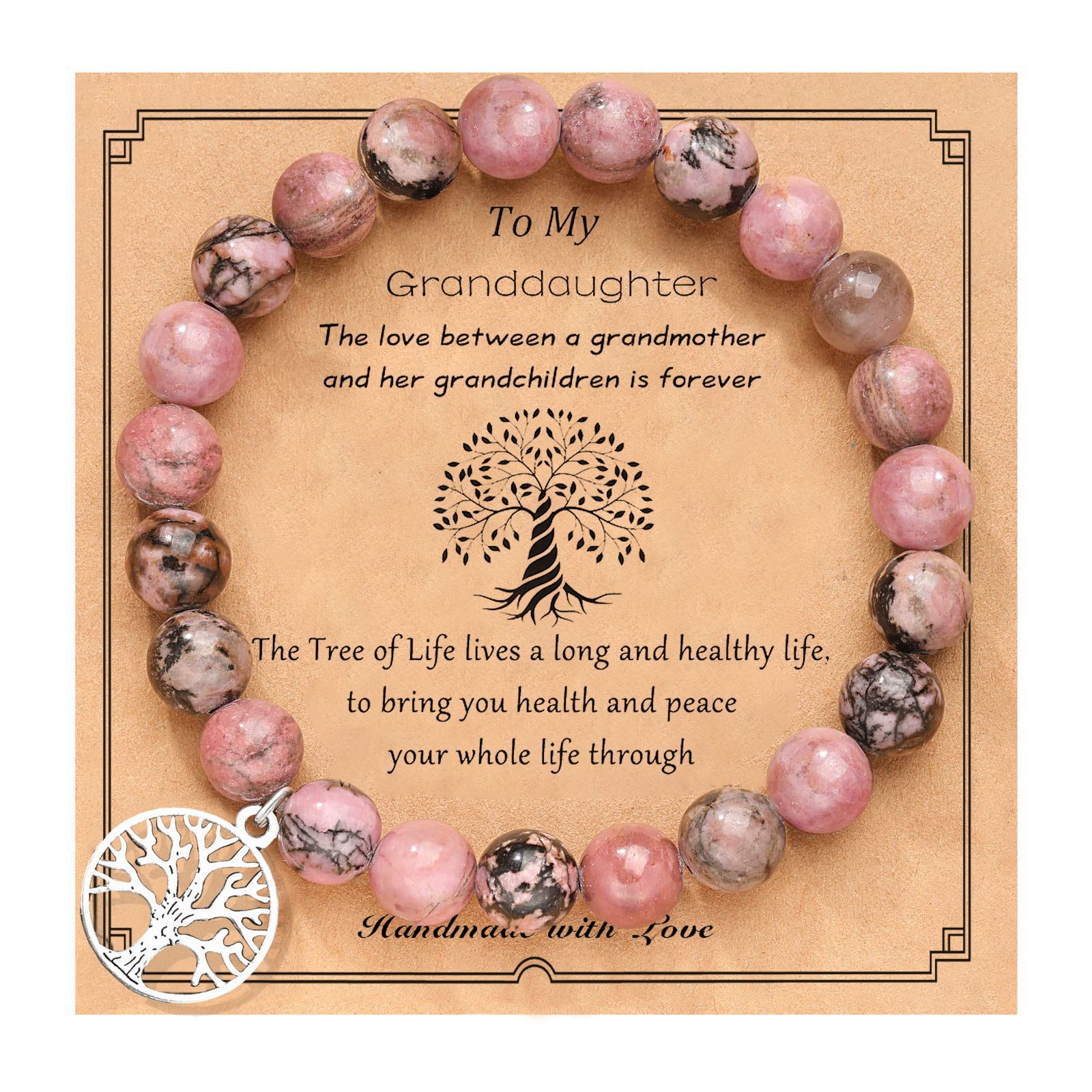 Black line red stone tree of life granddaughter card