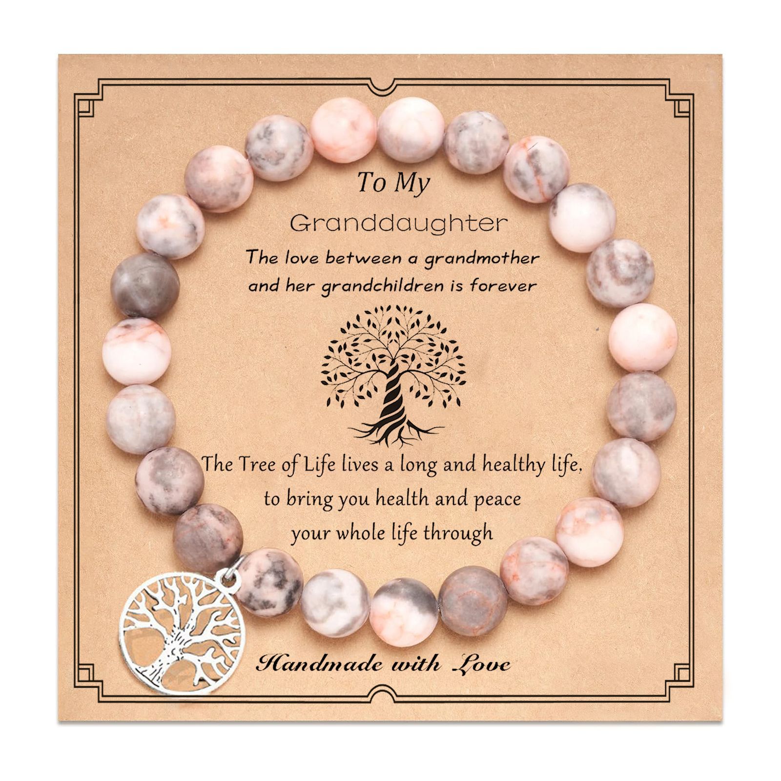 Pink zebra tree of life granddaughter card