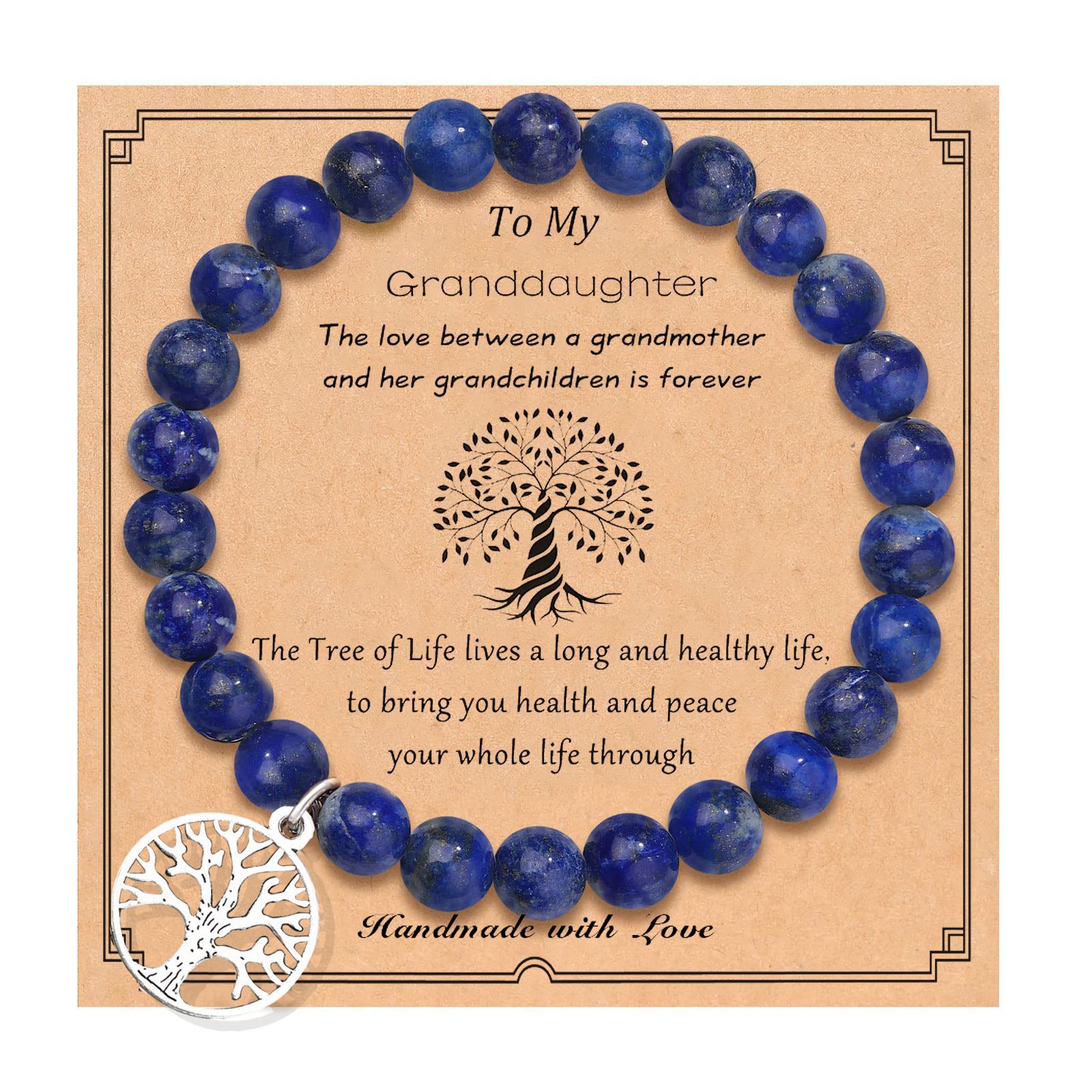 6mm lapis lazuli tree of life granddaughter card