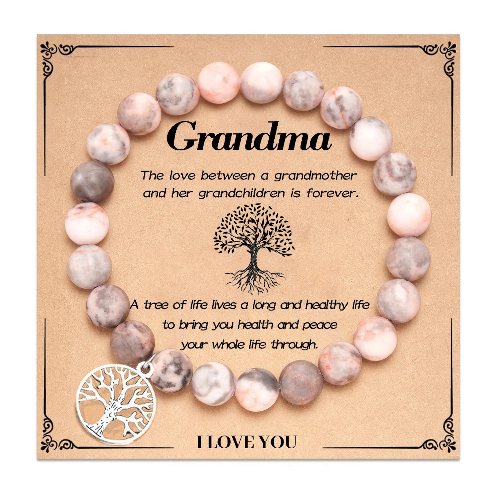 Pink zebra tree of life grandma card