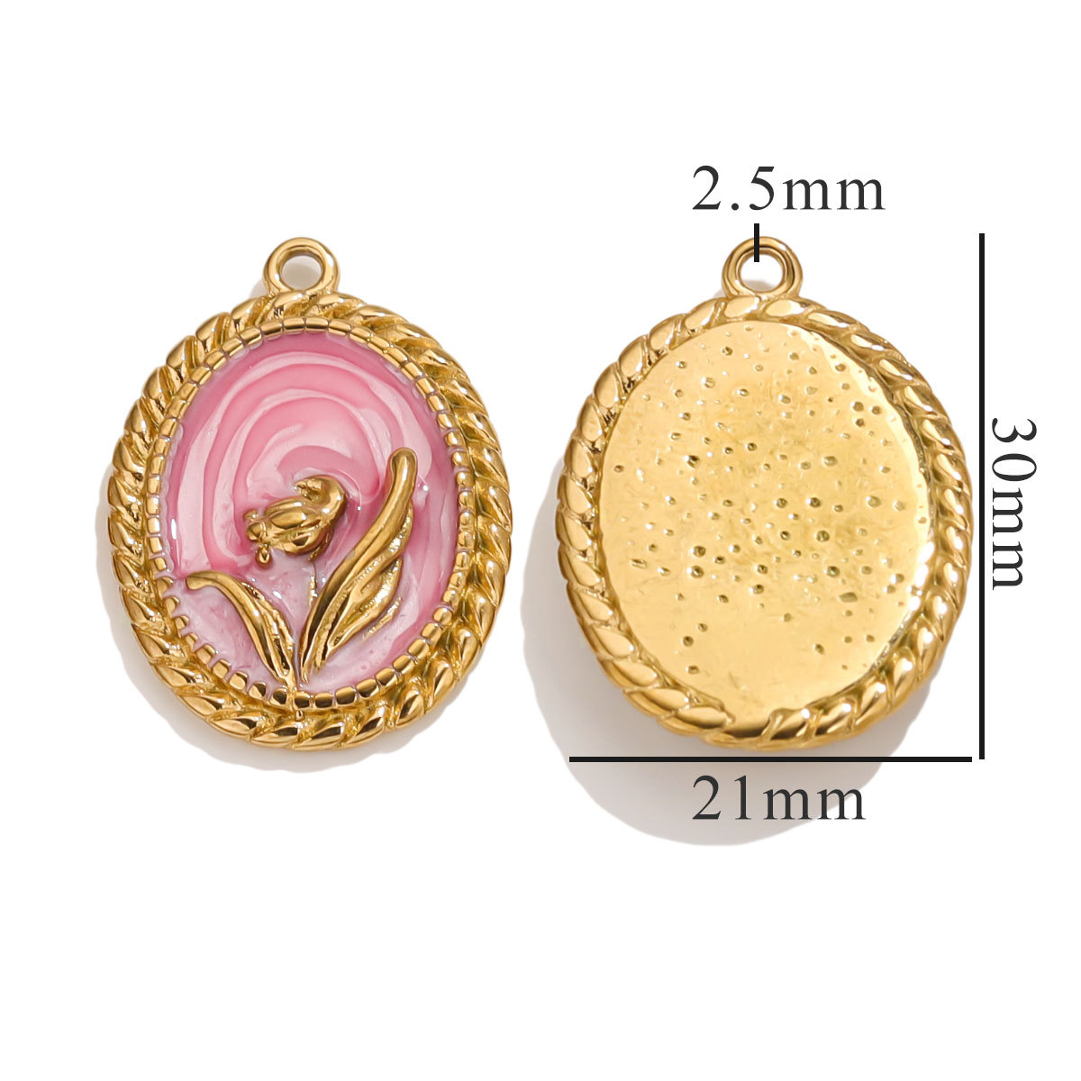 Oval flower pendant-pink