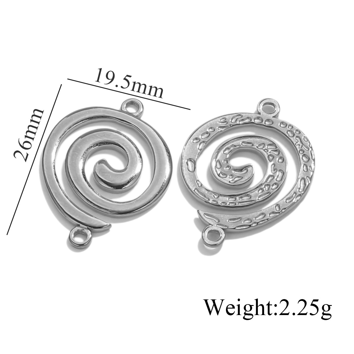 Double hole steel color spiral pendant