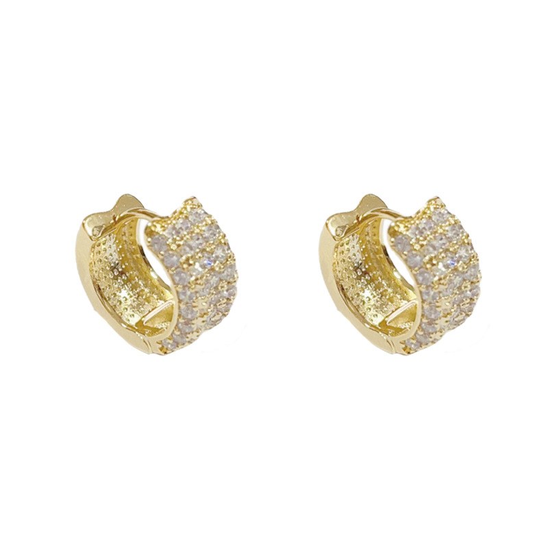 Gold-full diamond geometric earrings (thick real gold plating)