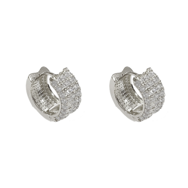 Silver-full diamond geometric earrings (thick real gold plating)