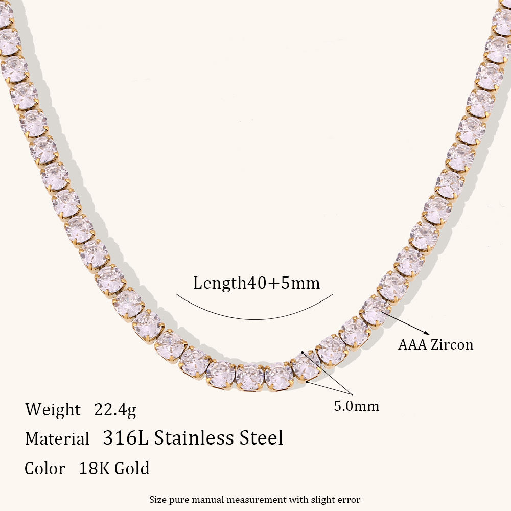 5mm zircon necklace 40 5cm-Gold