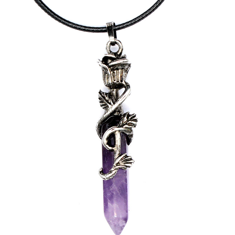 Amethyst + leather rope