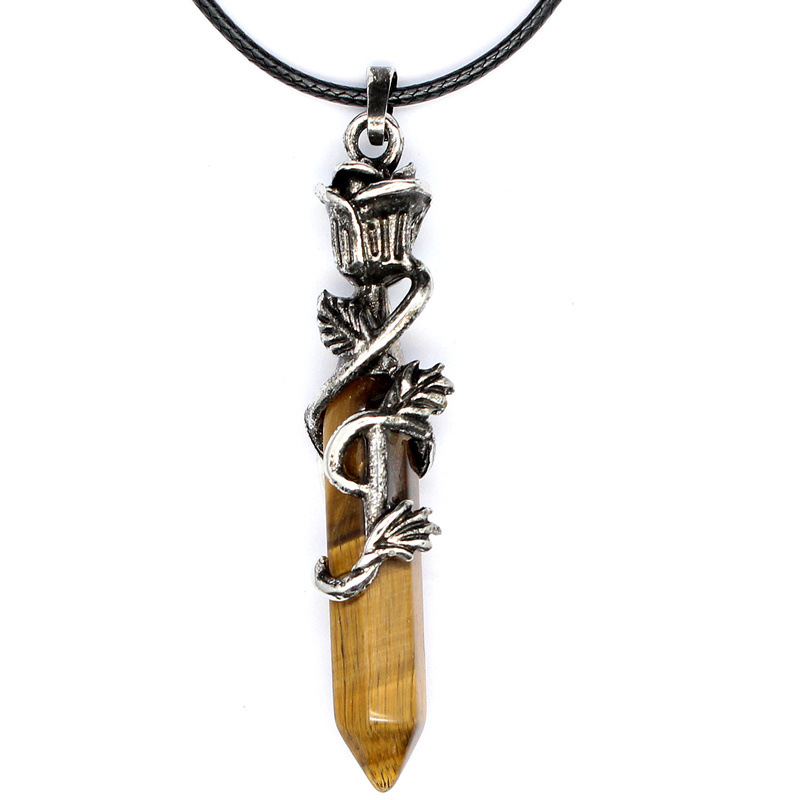 Tiger eye stone + leather rope