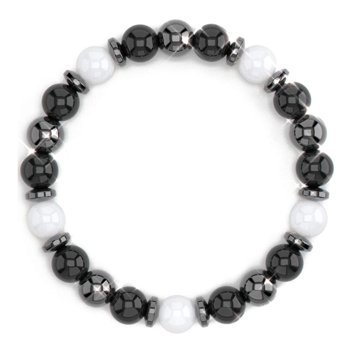 Obsidian White Pine Hematite Bracelet