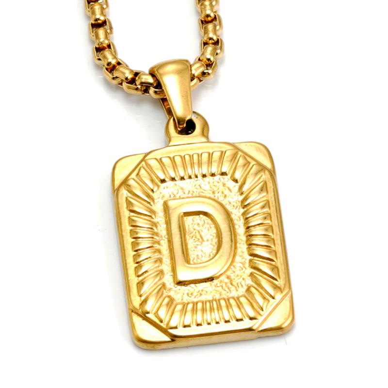 Gold D (with pearl chain)