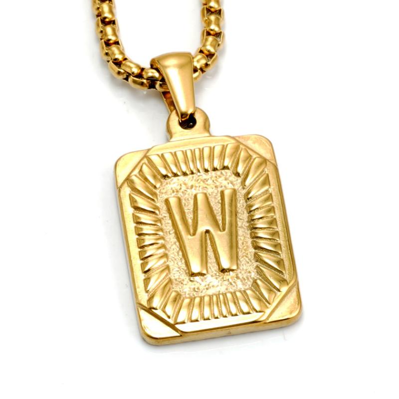 Gold W (including pearl chain)