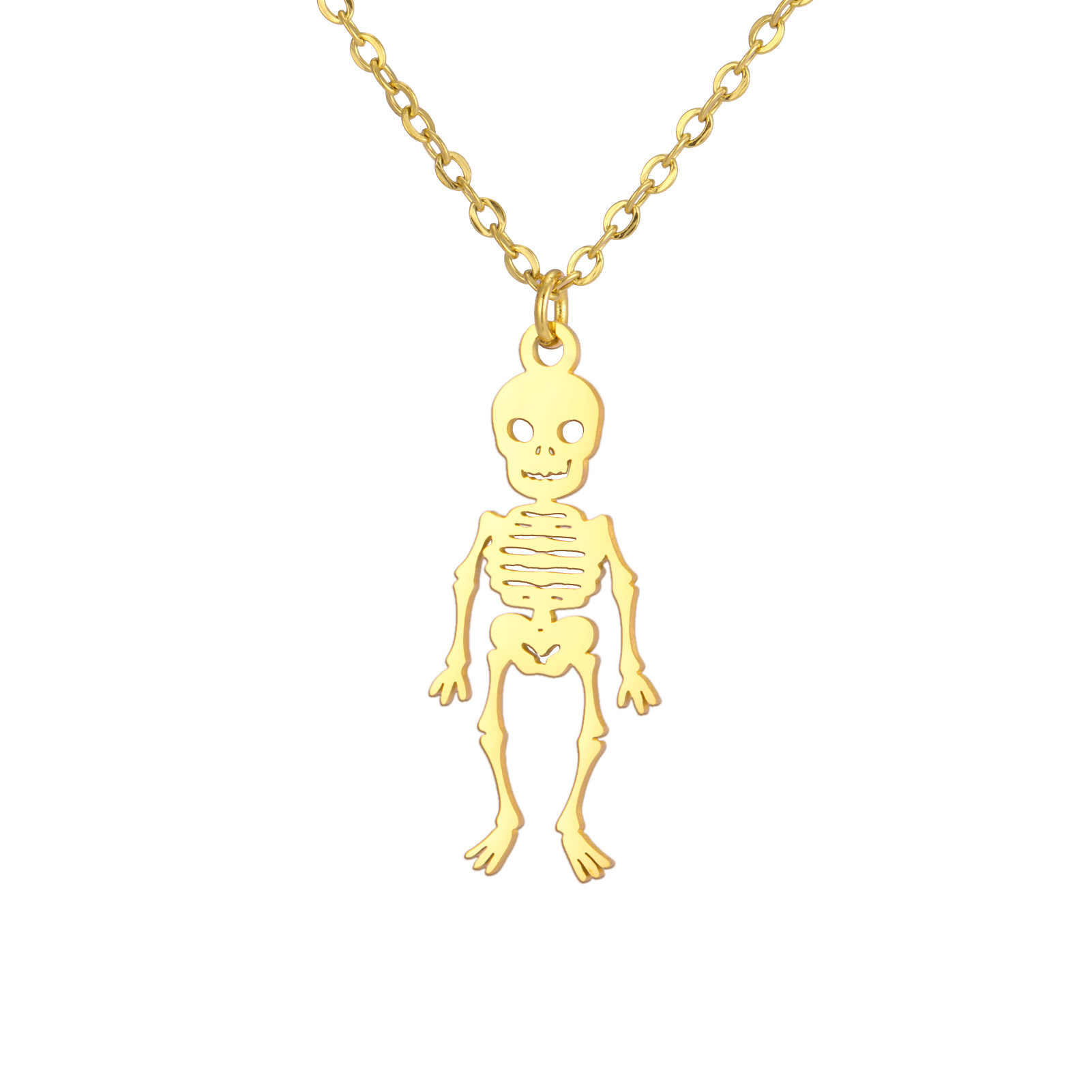 Golden skull stand upright