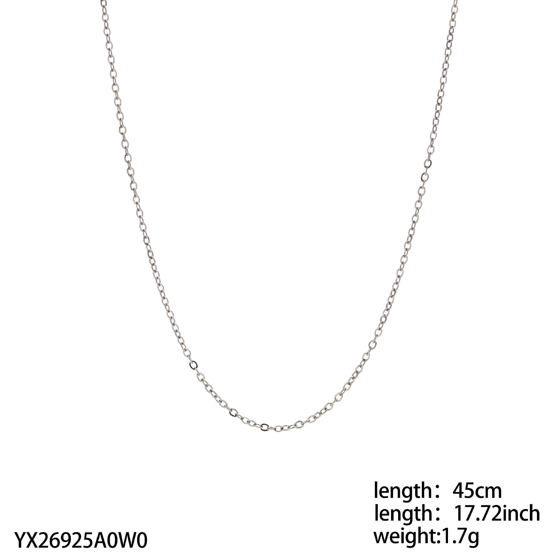 Steel color necklace chain -45cm