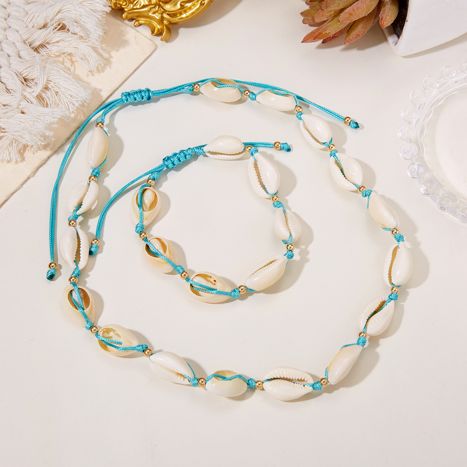 Blue (bracelet necklace combination)