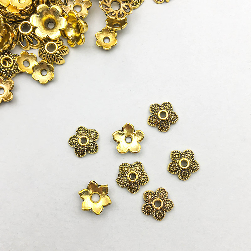 antique gold flower-shaped flower cap 7*7mm-0.2g-16604