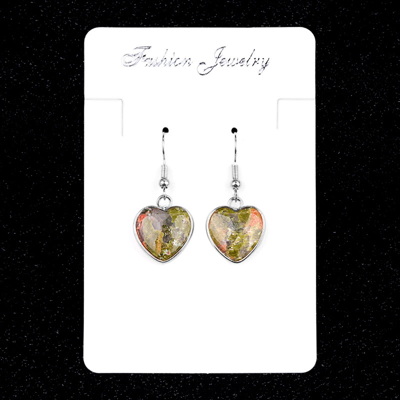 Flower green stone (pair) (silver)