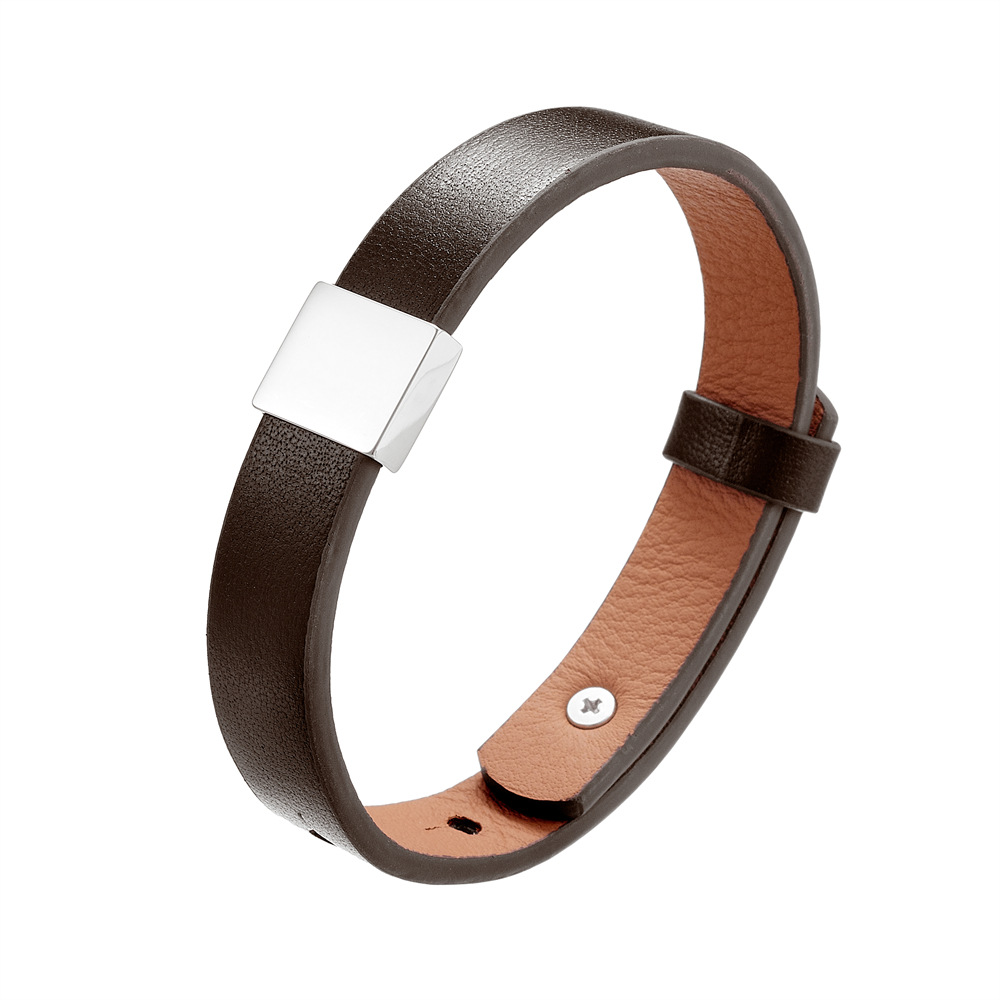 Dark brown leather (silver)