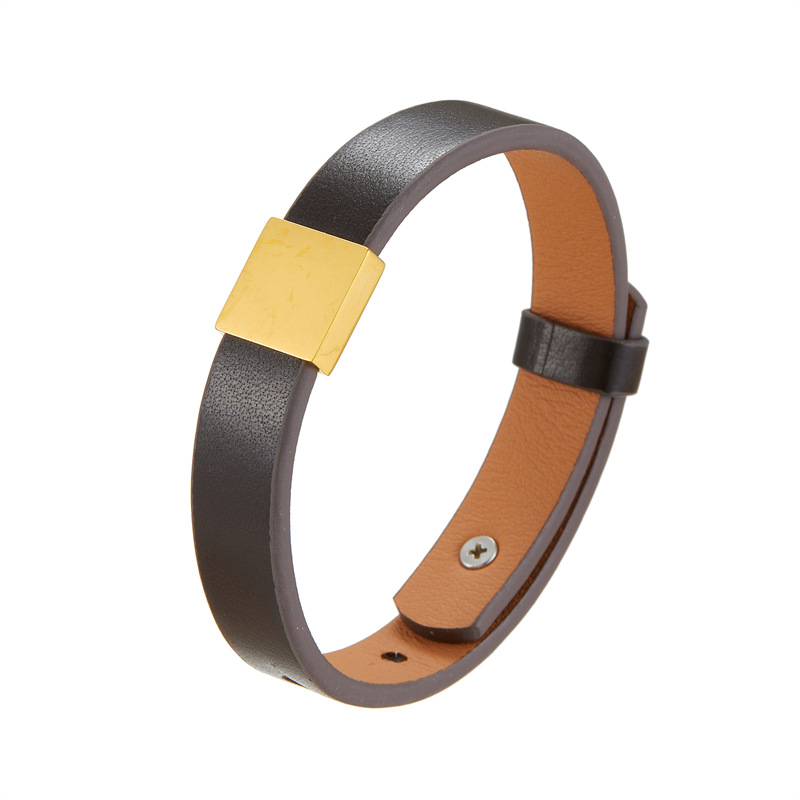 Dark brown leather (gold)