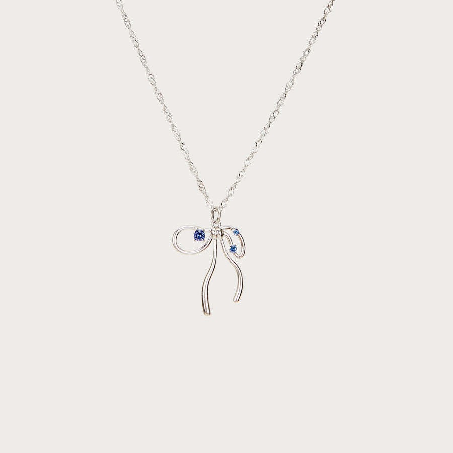 Silver necklace (blue)