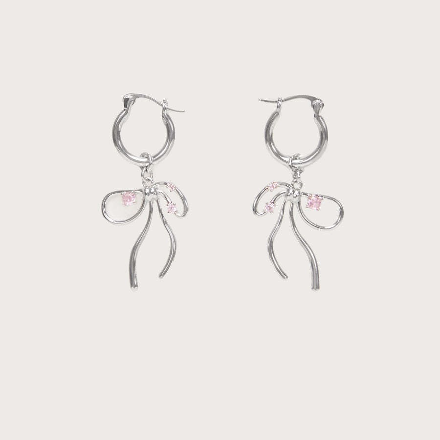 Silver earrings (pink)