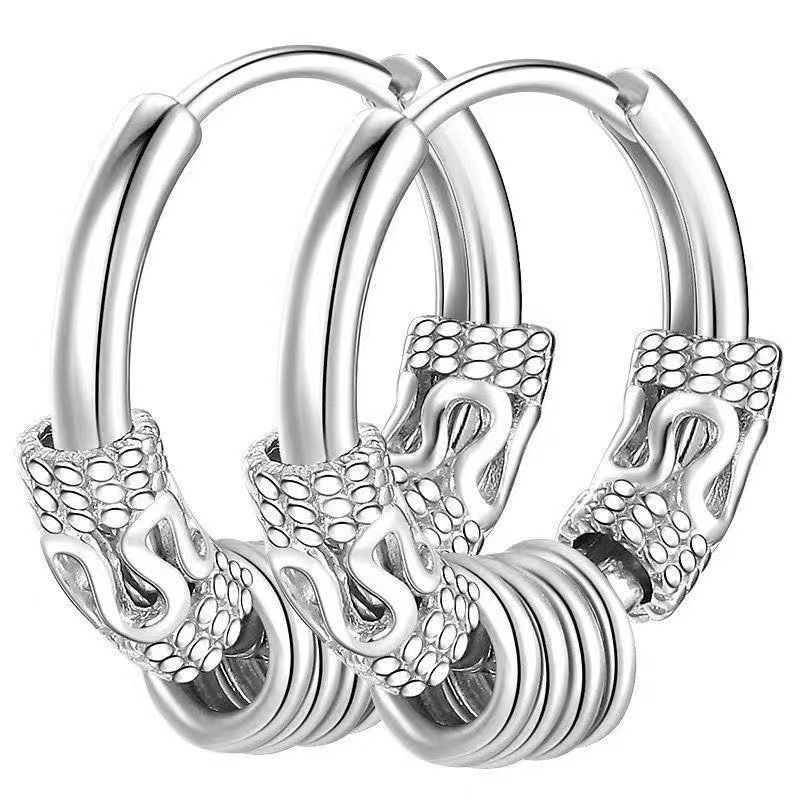 Silver Dragon pattern five rings (single)