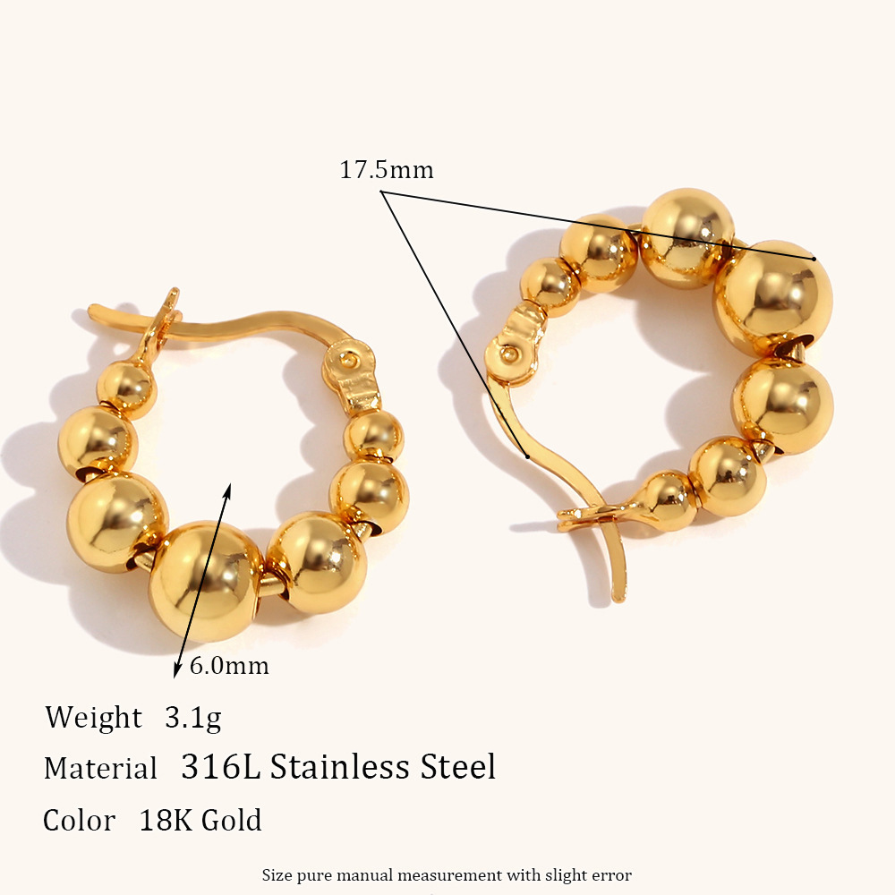 Gradient beads earrings-Gold