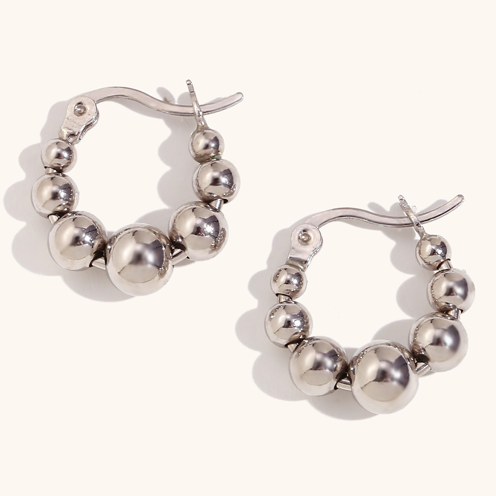 Gradient beads ear ring-Silver