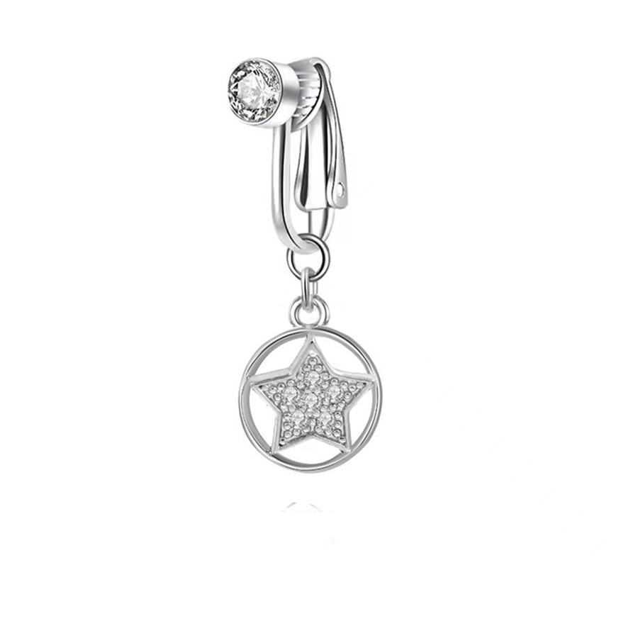 Five-pointed star-single drill-silver