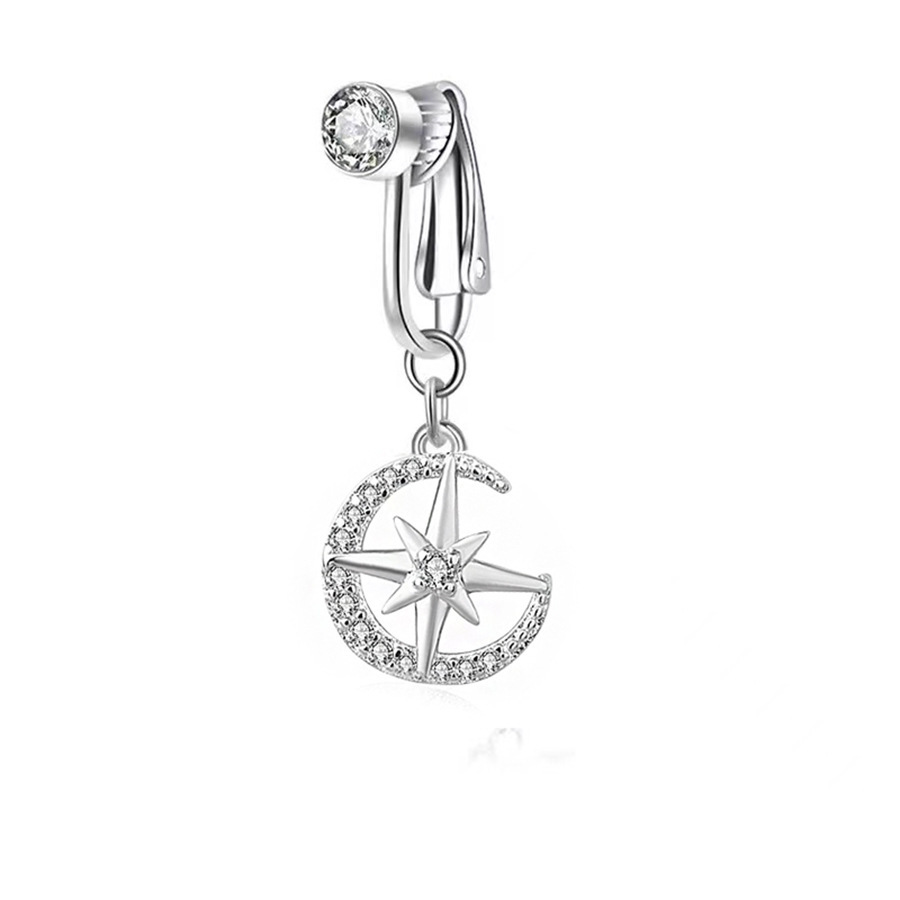 Moon Eight Mans Star-Single Diamond-silver