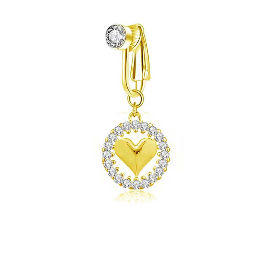 Round Heart-Single Drill-Gold