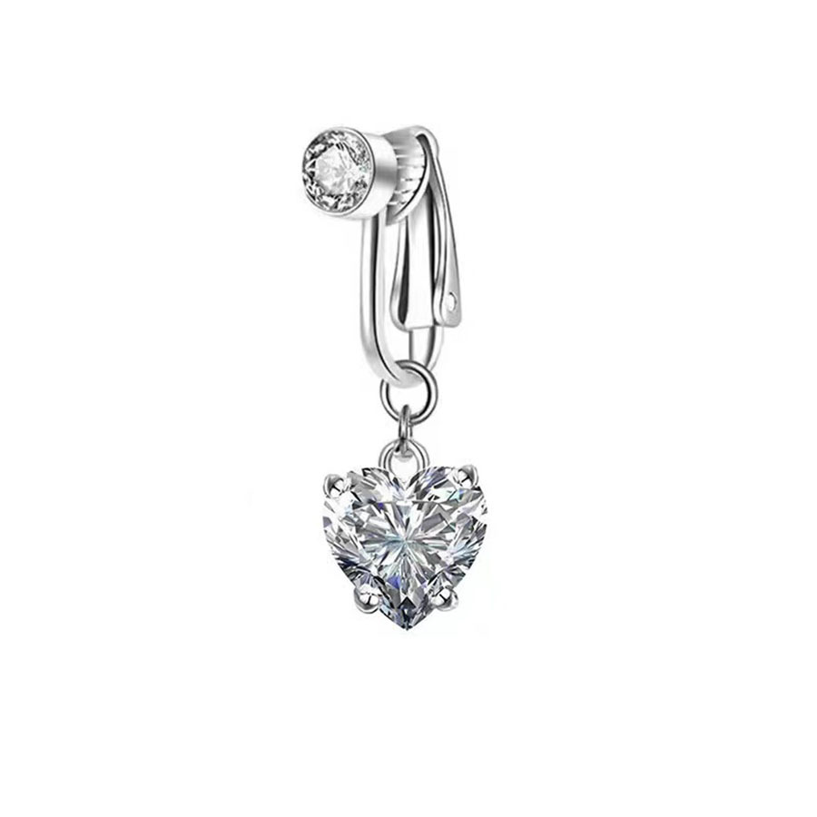 Silver-single diamond heart shape