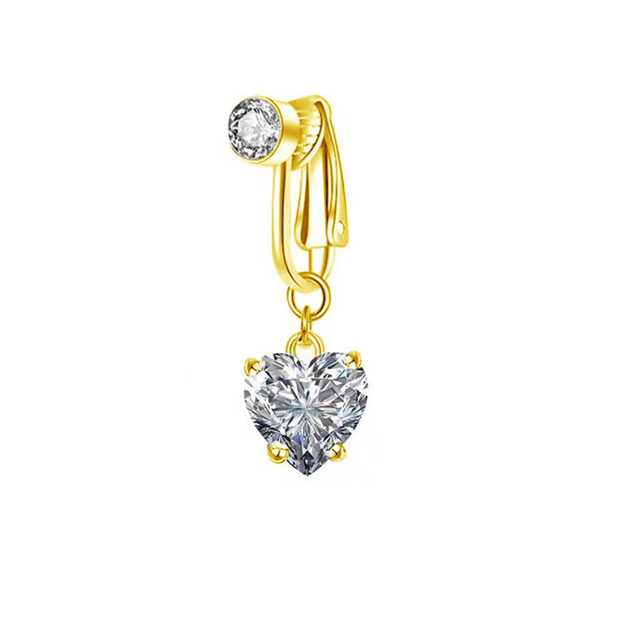 Gold-single diamond heart shape