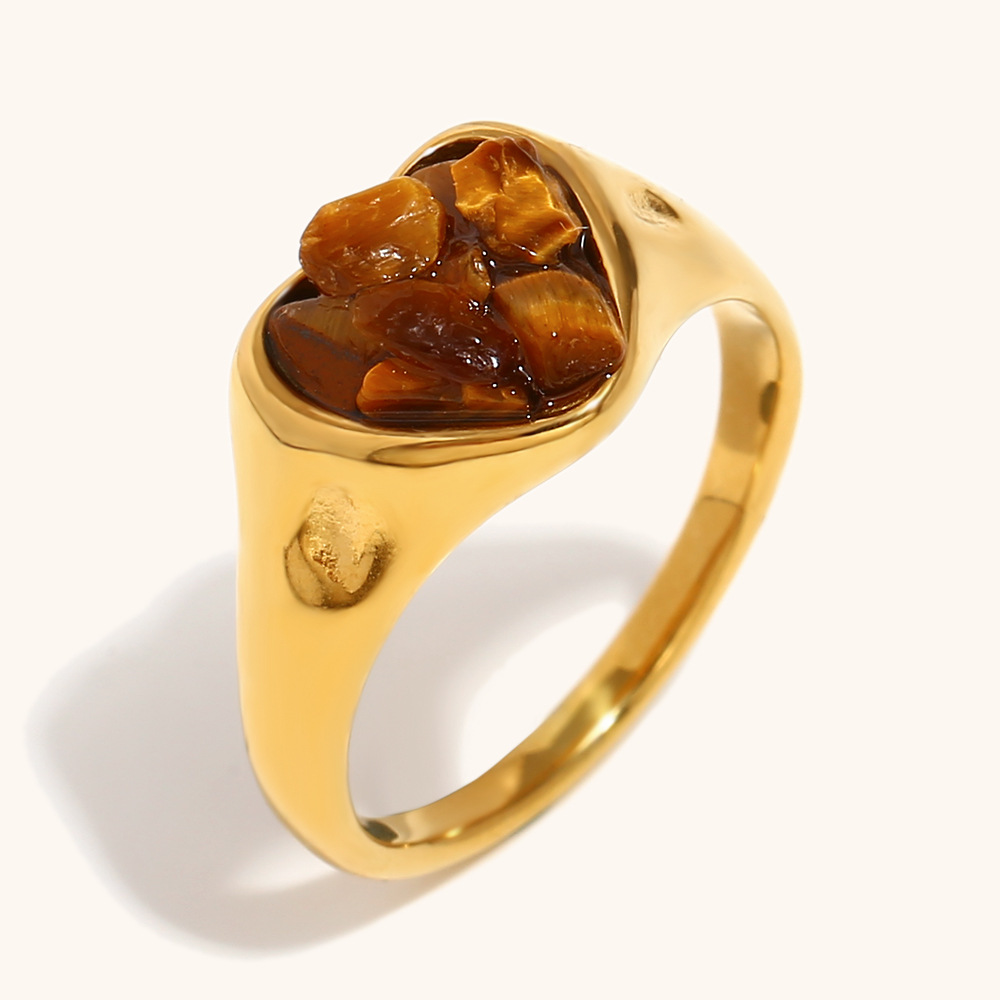 Tiger eye gravel adhesive love ring-tiger eye