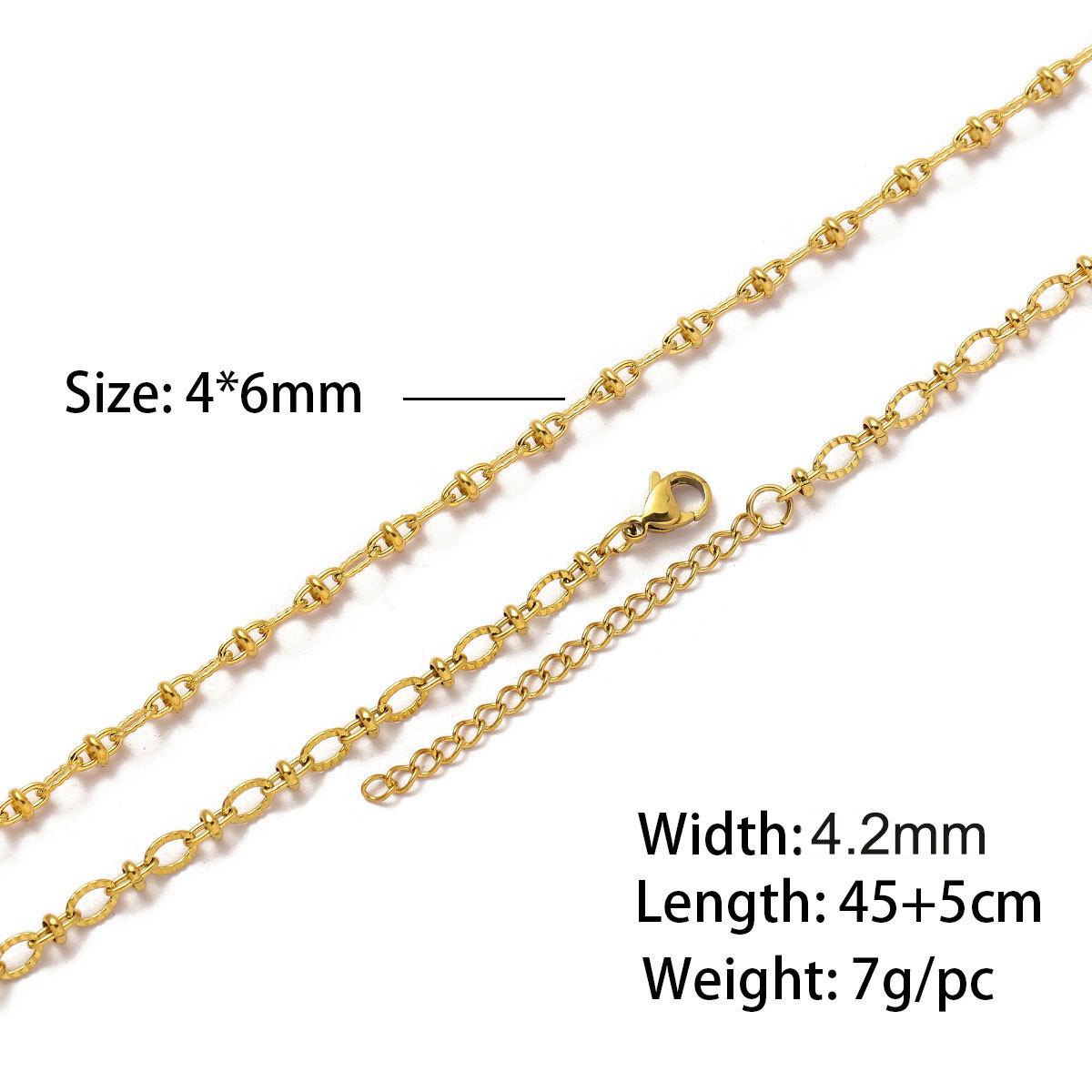 0.8 cross embossed ky clip beads gold 45 and 5cm